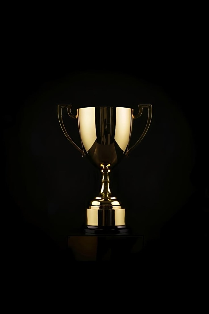 Gleaming golden victory trophy